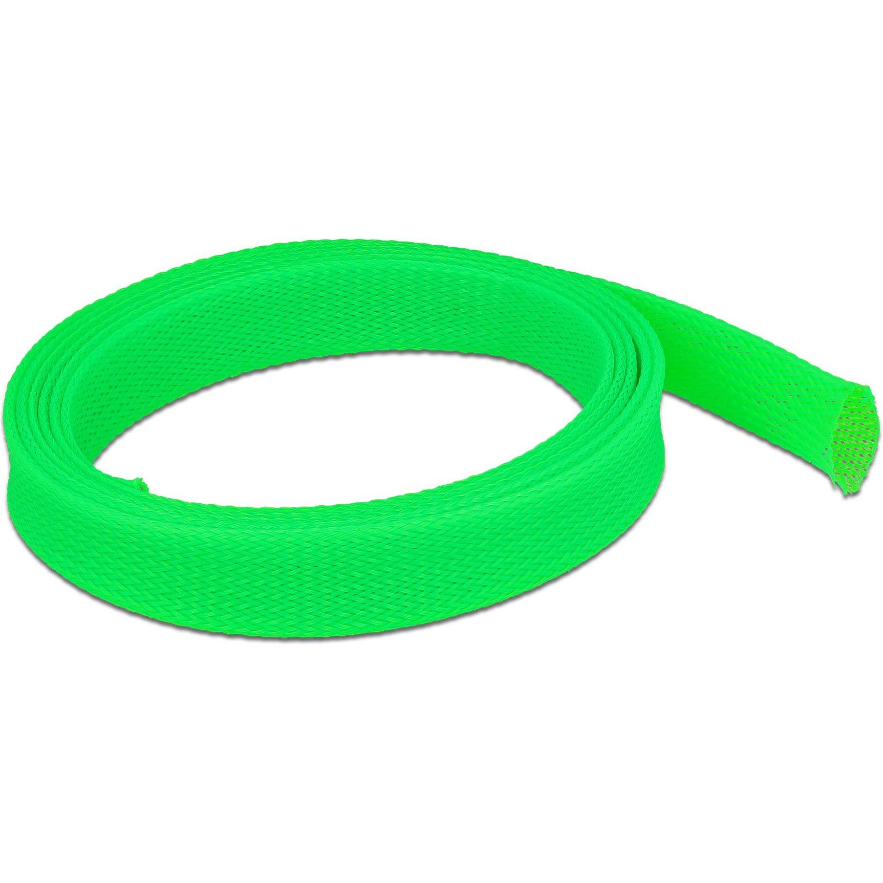 Delock, Kabelschutz + Kabelführung, Geflechtschlauch dehnbar 2 m x 25 mm grün (Kabelschlauch, 2000 mm)
