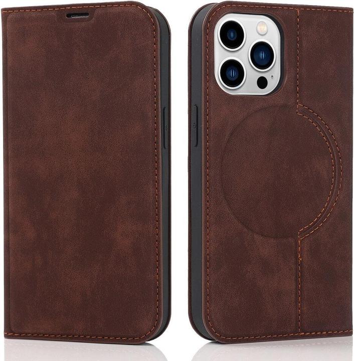 Actual product image Cover-Discount iPhone 15 Pro Max - MagSafe Flip Case RFID dark brown (Apple iPhone 15 Pro Max)