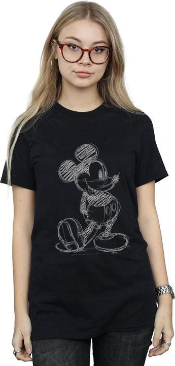 Actual product image Disney Womens/Ladies Mickey Mouse Sketch Kick Cotton Boyfriend T-Shirt (M)