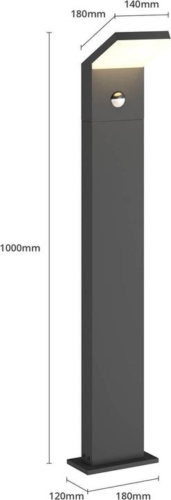 Actual product image Arcchio Yolena Outdoor Garden Light w/Sensor H100 Dark Grey/White (1700 lm, IP54)