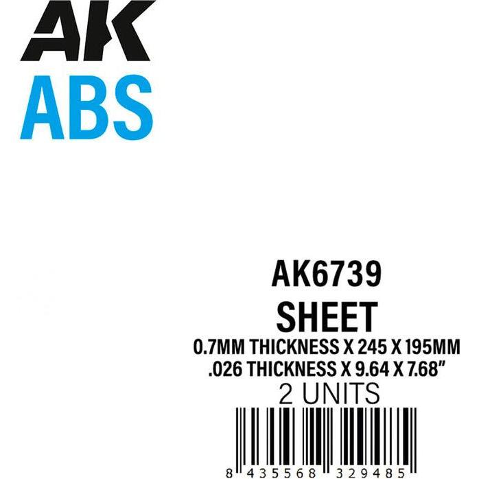 AK Interactive 0.7mm thickness x 245 x 195mm - ABS SHEET