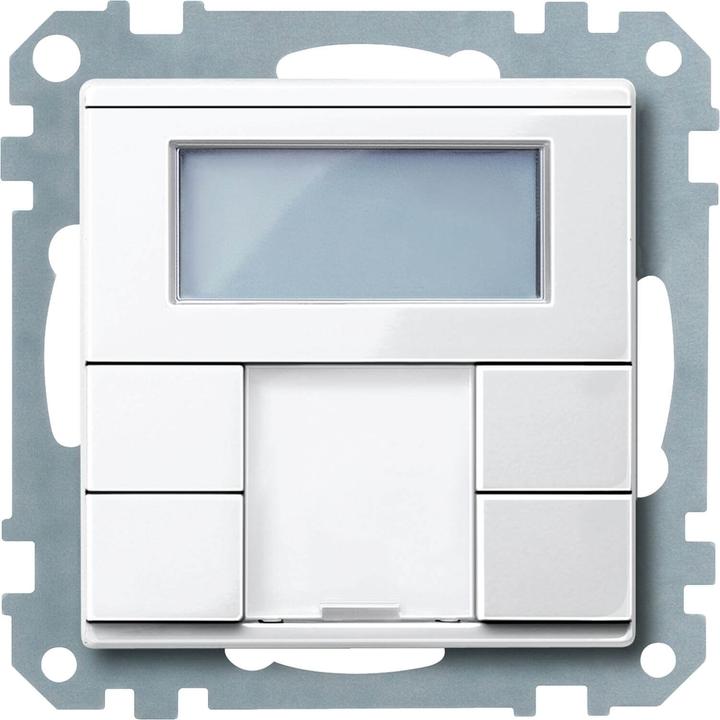Schneider Electric Push-button, 2-gang plus with room thermostat, polar white glossy, System M