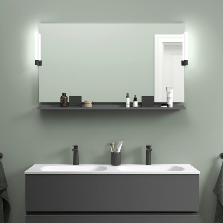 Productafbeelding Duravit Sivida Spiegel, Diamantschwarz Matt, 1250x36x650mm, Aufsatzleuchte, Sensorschalter, Netzansc (73 x 135 cm)