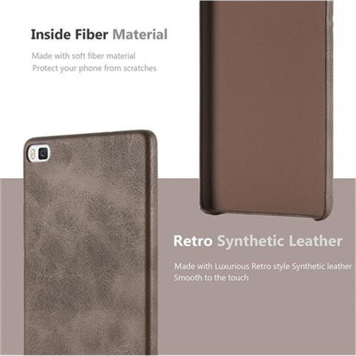 Actual product image Cadorabo Hard cover faux leather with texture (Huawei P8)