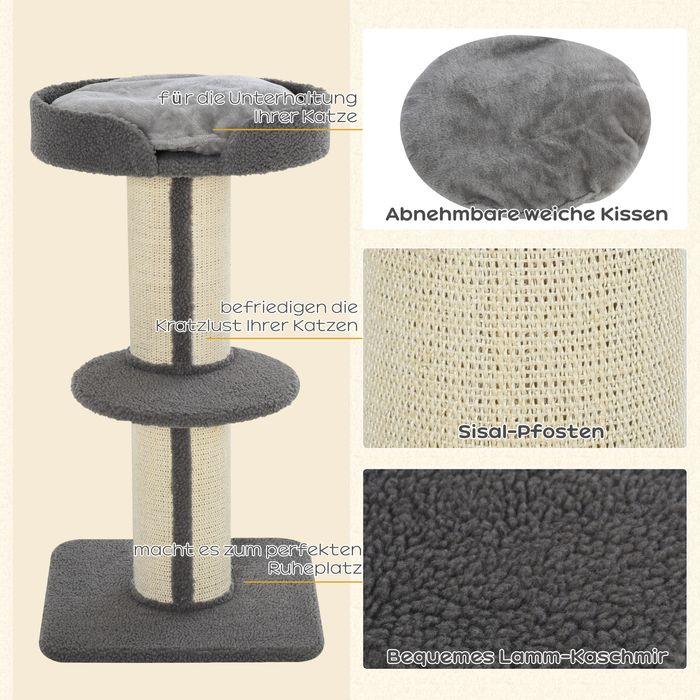 Actual product image Swisshandel24 Cat tree Cat scratching post Cat scratching tree Play tree Scratching post with platform Sisal (91 cm, Grey)