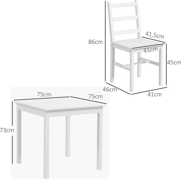Produktbild Homcom Essgruppe Kiefernholz Weiss