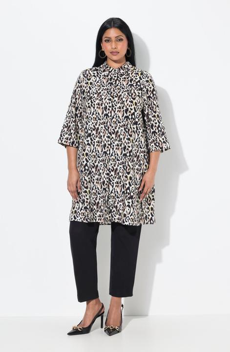 Produktbild Ulla Popken Lyocell-Longbluse, A-Linie, Hemdkragen, 3/4-Arm (46, 48)