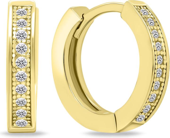 Actual product image Brilio Silver - Gold-plated hoop earrings with zircons EA668Y