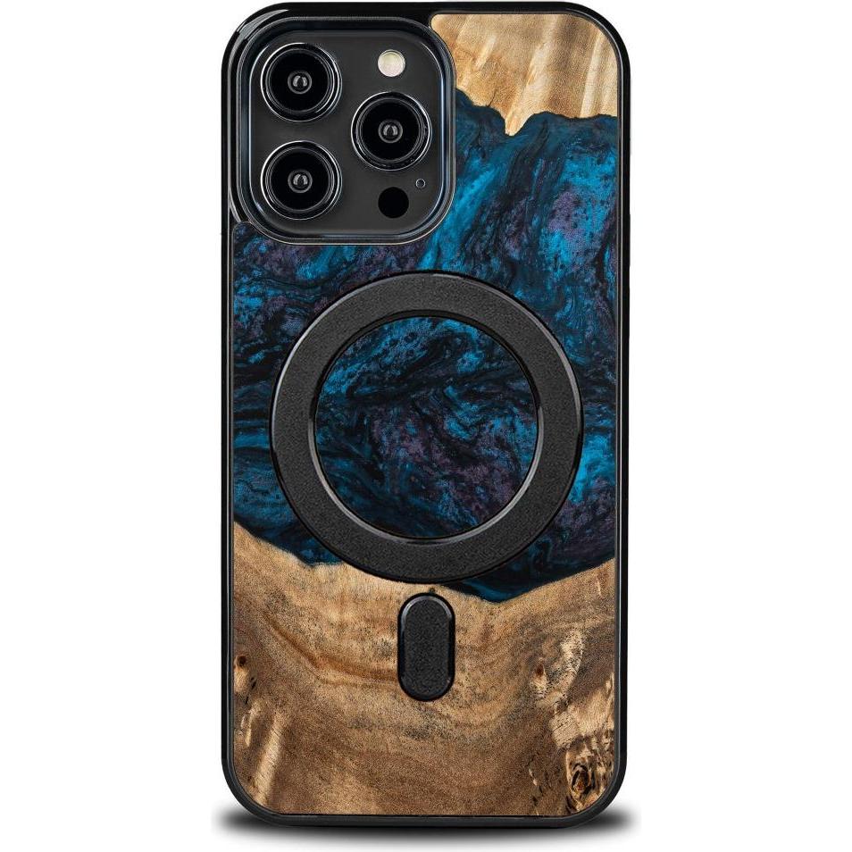 Thumbnail - Bewood Etui z drewna i?ywicy na iPhone 15 Pro Max MagSafe Unique Neptun - granatowo-czarne (Apple iPhone 15 Pro Max), Sm...