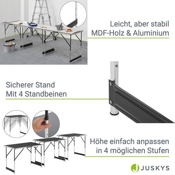 Actual product image Juskys Set of 3 folding table aluminium multifunctional table
