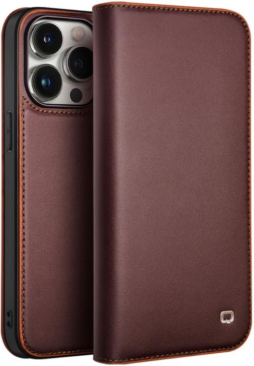 Immagine prodotto QiAlino Fourre Flip cuir véritable foncé mat (Apple iPhone 15 Pro)