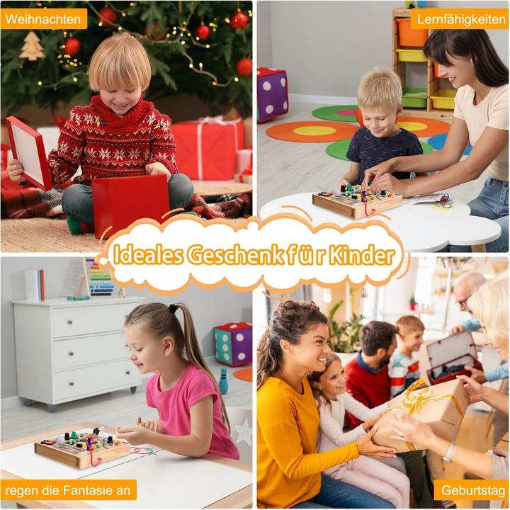 Actual product image Activity Board Busy Board Motorikspielzeug mit 19 LEDs, Holzspielzeug, Sinnesspielzeug, Lernspielzeug für