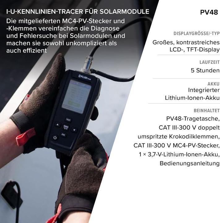 Actual product image Flir Solarpanel-Tester und I-V-Kennlinien-Tracer mit Temperaturmessungen PV48 So