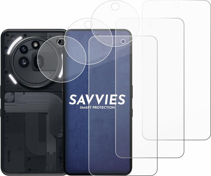Produktbild Savvies Panzer Schutzglas für Nothing Phone (3a) Pro (Display+Kamera) Schutzfolie Displayschutz Display (3 Stk., Nothing Phone (3a) Pro)