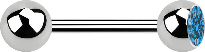 Image du produit Star Piercing Barbell argent avec boule et cristal boule bleu clair (sans laiton, Acier chirurgical 316L)