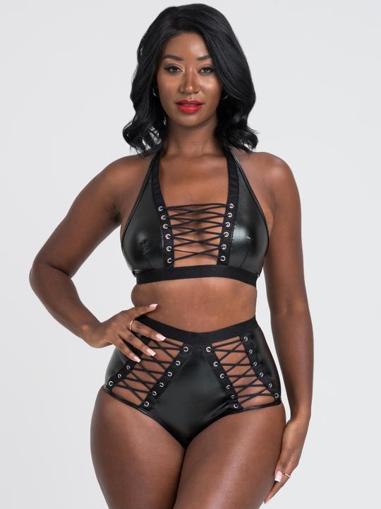 Image du produit Lovehoney Ensemble soutien-gorge Fierce avec laçage aspect cuir (M)