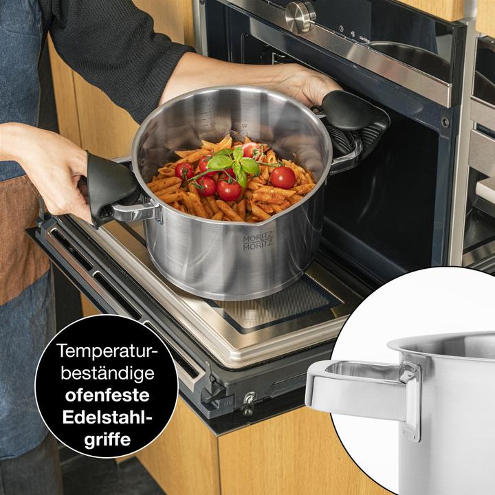 Actual product image Moritz & Moritz Stainless steel saucepan induction 24cm with sieve in the lid - Suitable for all hob types (Pot, Stainless steel)