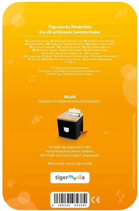 Produktbild Tigermedia Die 20 schönsten Sommerlieder (Deutsch)