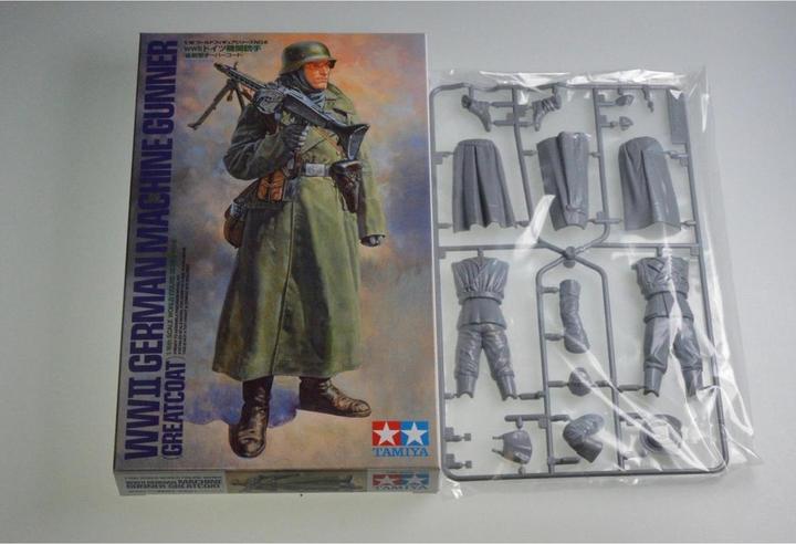Actual product image Tamiya 1:16 WWII figure German soldier with coat and machine gun