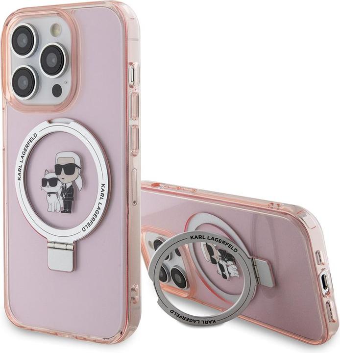 Actual product image Karl Lagerfeld KLHMP15XHMRSKCP iPhone 15 Pro Max 6.7" różowy/pink hardcase Ring Stand Karl&Choupettt (Apple iPhone 15 Pro Max)