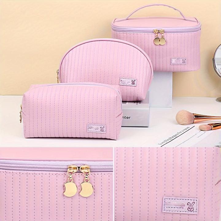 Immagine prodotto Only-Bags.Store Borsa cosmetica 3pcs/set, borsa cosmetica quadrata portatile a grande apertura / design a conchiglia