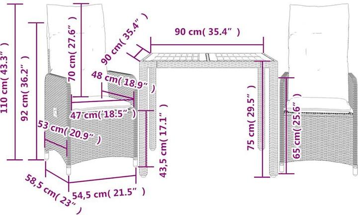 Produktbild vidaXL Bistro Set (90 x 90 x 75 cm)
