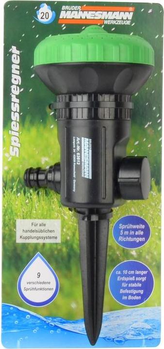 Produktbild Mannesmann Viereckregner, 15 Düsen, grün/schwarz für alle handelsüblichen Kupplungsysteme geeignet, aus ABS (Viereckregner)