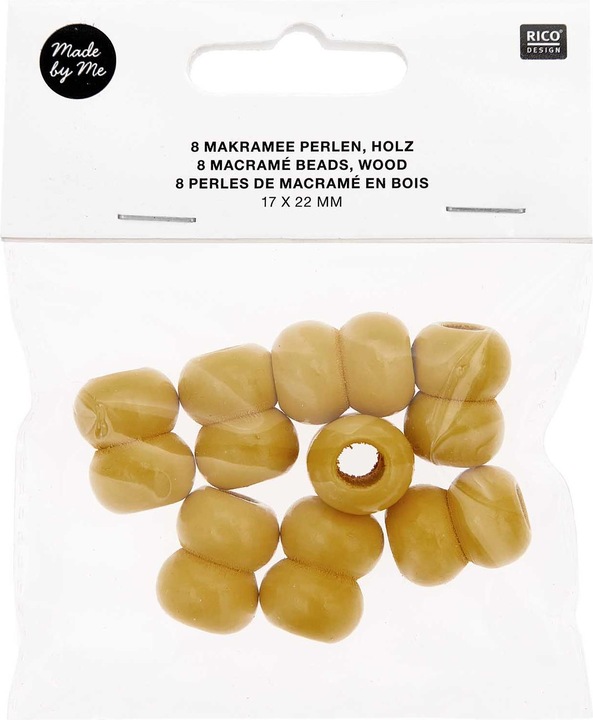 Image du produit Rico Design Perles en bois Makramee jaune, 8 pièces