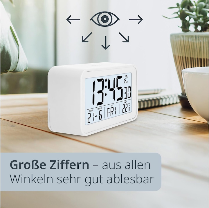 Actual product image ADE Funkwecker digital Weiss, Ausstattung
