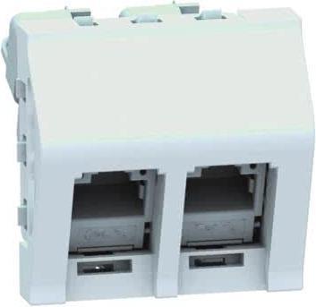 Actual product image GGK M45Keystone-Adapter2Portsalpinwhite 6631 Keystone adapter M45 2Ports empty 1 (Keystone module)
