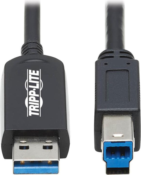 Actual product image Eaton USB 3.2 Gen 1 Plenum-Rated Fiber Active Optical Cable AOC - 5 Gbps A to B M/M Black (USB 3.2 Gen 1)