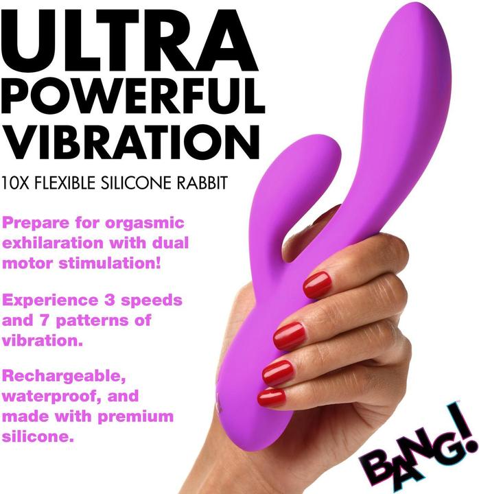 Actual product image Frisky Wiederaufladbarer Flexibler Rabbit-Vibrator Aus Silikon Lila