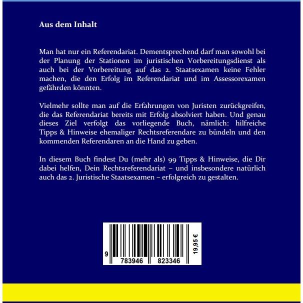 Thumbnail - 99 Tipps & Hinweise für ein erfolgreiches Rechtsreferendariat, Fachbücher von Michael Berkemeyer, Mandy Hrube