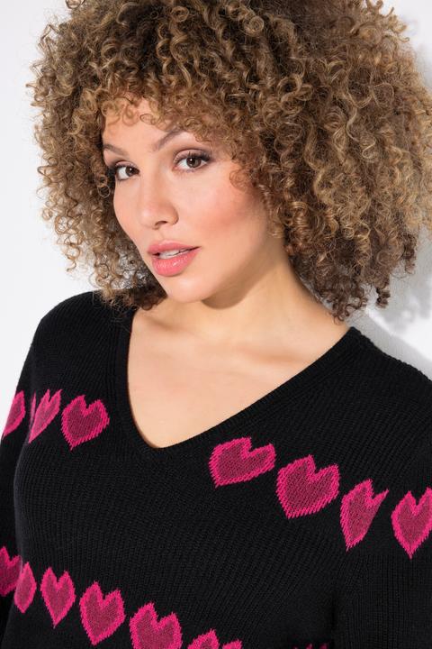 Produktbild Ulla Popken Pullover, Herzen, V-Ausschnitt, Langarm (50, 52)