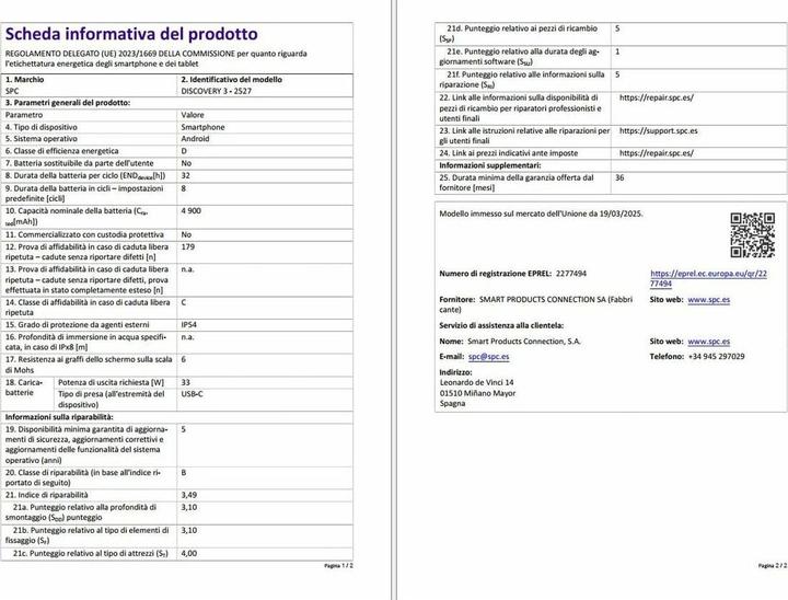 Immagine prodotto SPC Discovery 3 (128 GB, Grigio, 6.80", Doppia SIM, 4G)