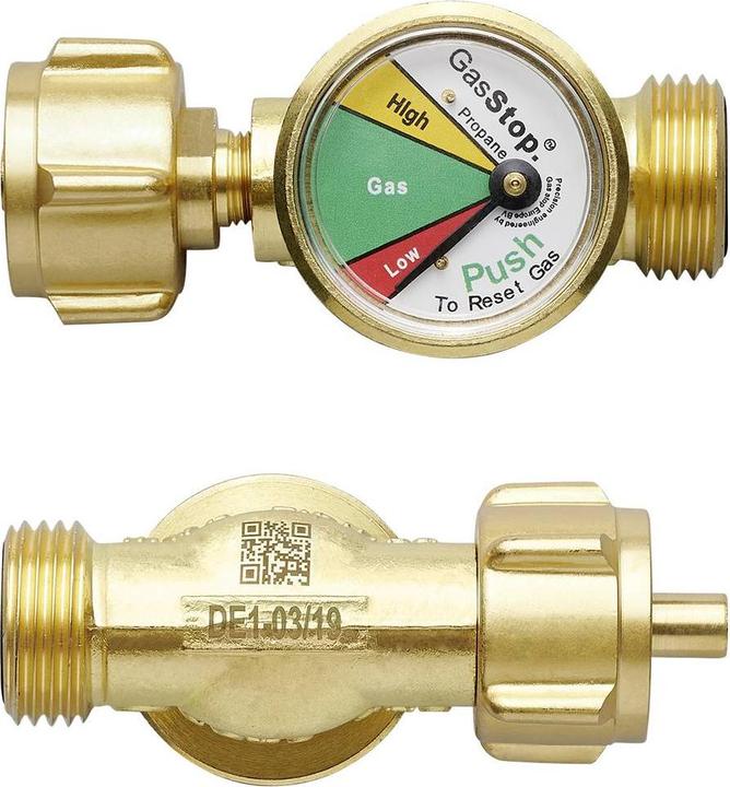 Actual product image ProPlus GasStop emergency shut-off valve for propane gas cylinders EN
