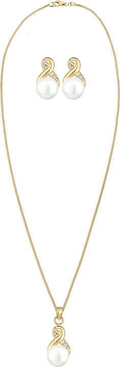 Actual product image Elli Infinity, Pearl, Pearl Necklace, Pearl Earrings (Glass crystal, 925 Sterling silver, Freshwater cultured pearls)