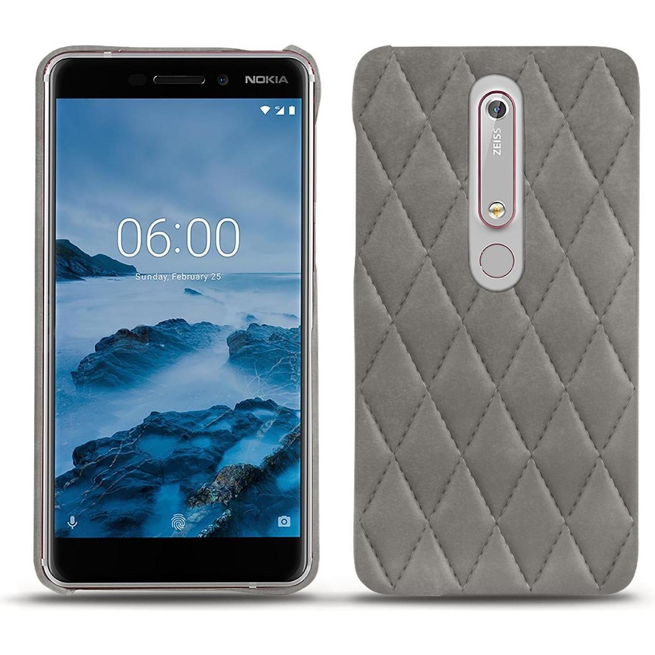 Noreve Lederschutzhülle (Nokia 6 (2018)), Smartphone Hülle, Grau