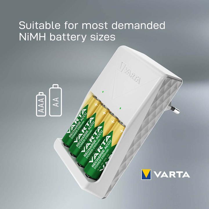 Productafbeelding Varta Plug Charger (1 Pcs., AA, 1600 mAh, Oplaadbare batterijen + lader)
