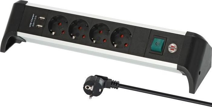 Productafbeelding Brennenstuhl 1391040410 Meervoudige wandcontactdoos met schakelaar zilver-zwart beschermcontact 1 st. (4x, CEE 7/3, 1.80 m)