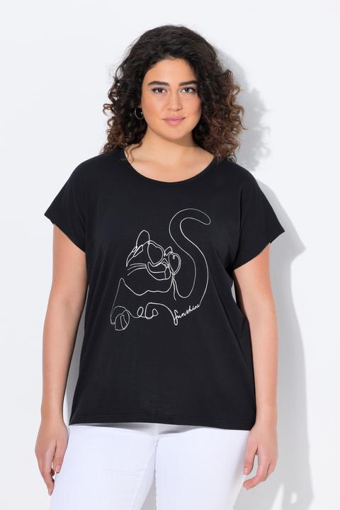 Produktbild Ulla Popken T-Shirt, Metallic-Tiermotiv, Oversized, Rundhals, Halbarm (60)