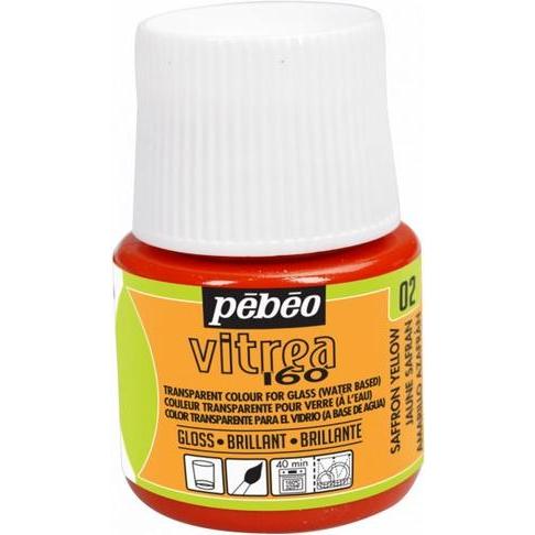 Pebeo, Künstlerfarbe + Bastelfarbe, Vitrea 160 Glänzendefarben (Safrangelb, 45 ml)