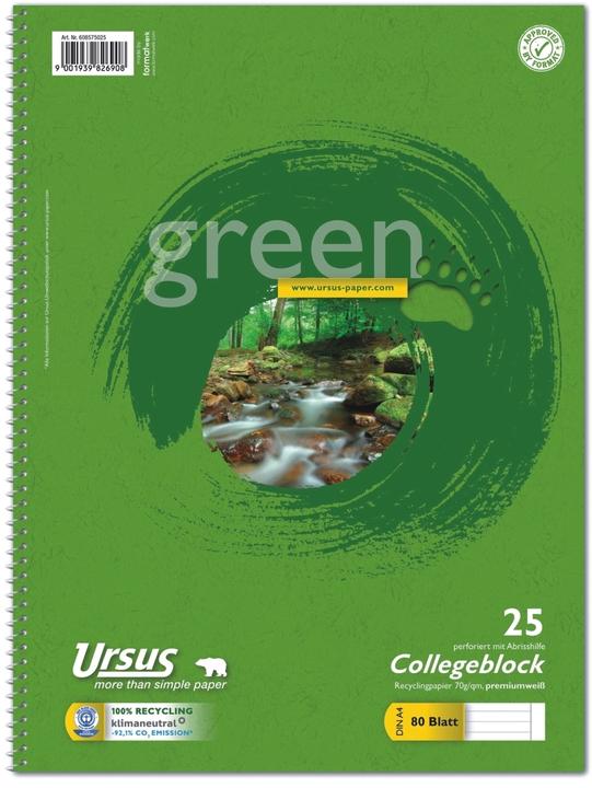 Actual product image Ursus Green Collegebook (A4, Lined)