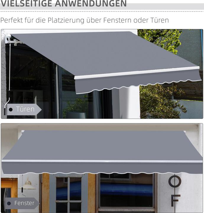 Actual product image Swisshandel24 Awning Aluminium awning Articulated arm awning Awning 4m Sun protection balcony Grey (4 m)