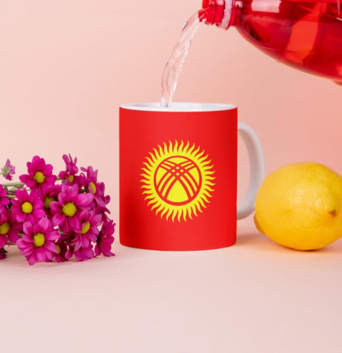 Actual product image Tinisu Kyrgyzstan Coffee Mug Flag Pot Coffee Cup National Mug Coffeecup Office Tea (325 ml, 1x)