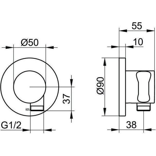 Thumbnail - Keuco, Duschsystem, Schlauchanschluss IXMO m Brausehalter Rosette rund sw ma