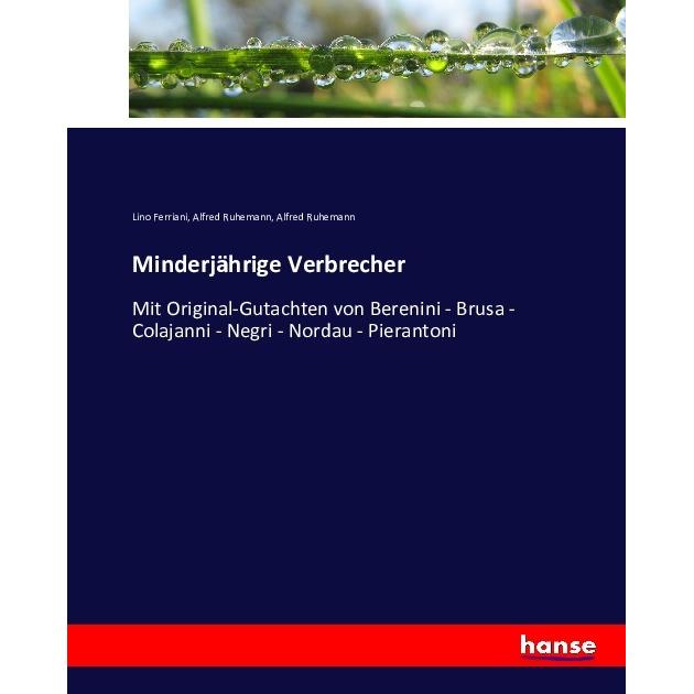 Minderjährige Verbrecher, Fachbücher von Alfred Ruhemann, Lino Ferriani