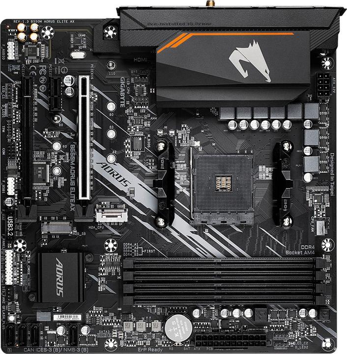 Image du produit Gigabyte B550M AORUS ELITE AX (AM4, AMD B550, mATX)