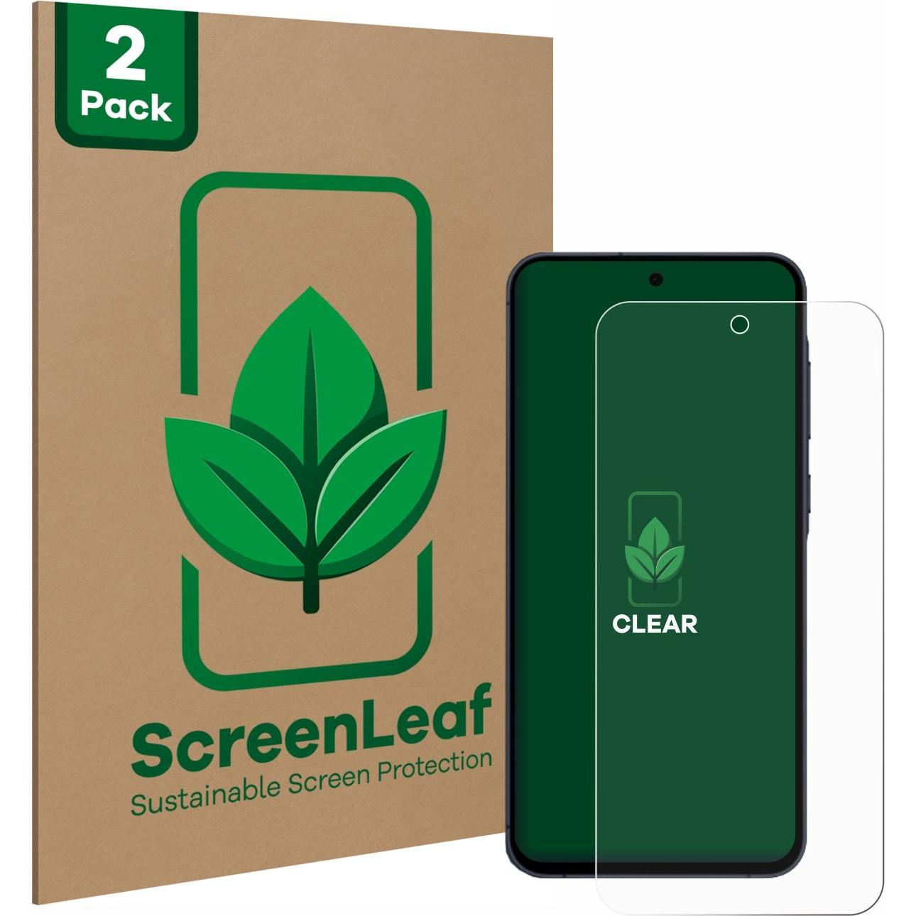 ScreenLeaf Schutzfolie nachhaltiger Displayschutz Displayschutzfolie Folie Klar Transparent (2 Stück, Samsung Galaxy A55...