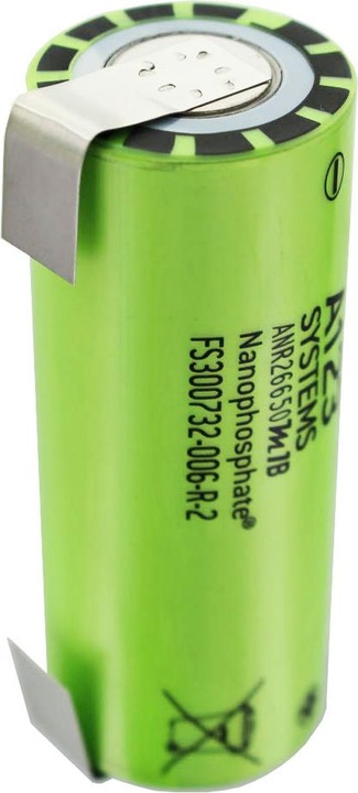 Actual product image A123 Systems Battery ANR26650M1B with solder tags U-shape, unprotected (1 pcs., 2500 mAh)